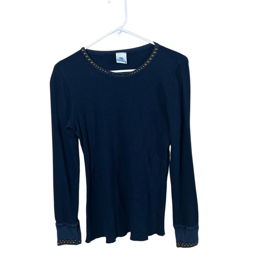 Y2K Blue Ruby Studded Bling  Blue Henley size XL